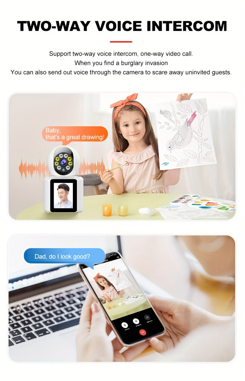 CRONY IV-20 V360Pro APP 1080P Video Calling WIFI HD Camera One-Click Video Calling Infrared Night Vision Video Baby Monitoring Camera