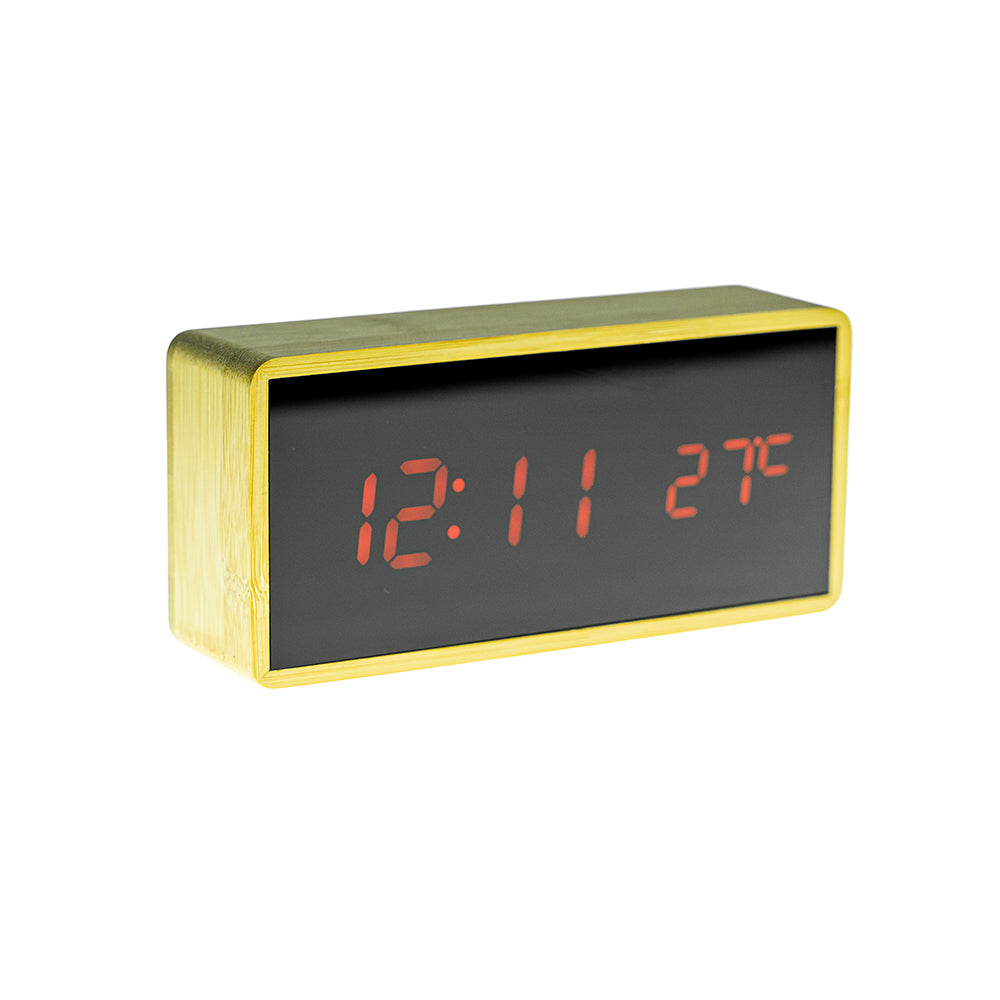 CRONY NEW 1299 Digital Clock with red light BT Alarm Clock With Wireless Charging Wooden Clock