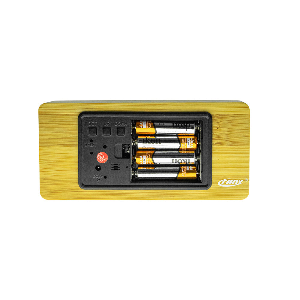 CRONY NEW 1299 Digital Clock with red light BT Alarm Clock With Wireless Charging Wooden Clock