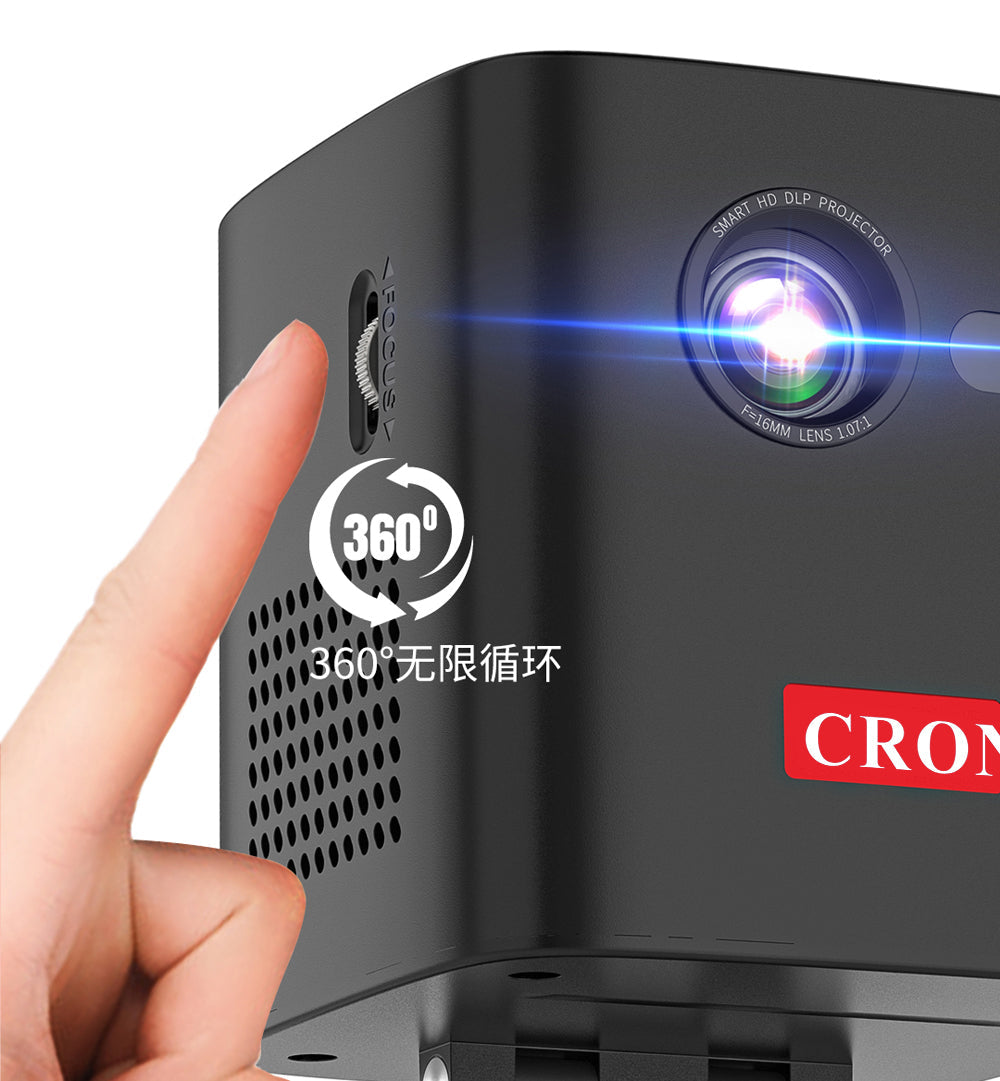 جهاز عرض ثلاثي الأبعاد عمودي CRONY C1000 مع مكبر صوت BT Mini 1080p Wifi Smart LED Dlp Android Mobile Home Theater Portable Pico Pocket Video Projector مع بطارية