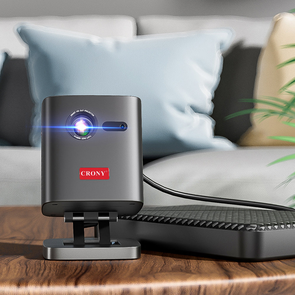 جهاز عرض ثلاثي الأبعاد عمودي CRONY C1000 مع مكبر صوت BT Mini 1080p Wifi Smart LED Dlp Android Mobile Home Theater Portable Pico Pocket Video Projector مع بطارية