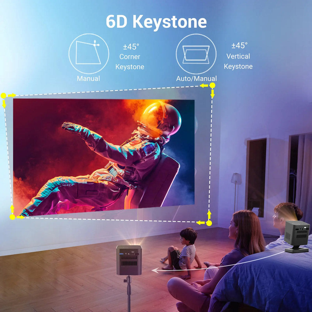 جهاز عرض ثلاثي الأبعاد عمودي CRONY C1000 مع مكبر صوت BT Mini 1080p Wifi Smart LED Dlp Android Mobile Home Theater Portable Pico Pocket Video Projector مع بطارية