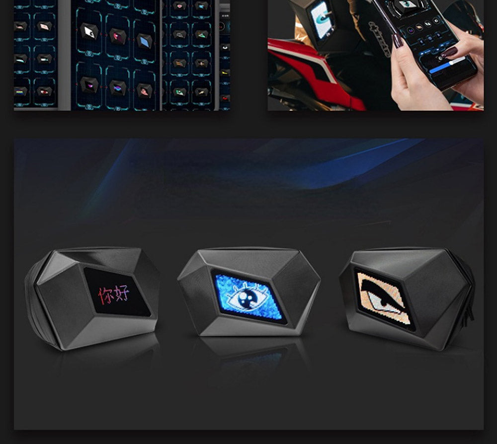 حقيبة ظهر CRONY Eye of the devil LED Display حقيبة سفر Devil's Eye مقاومة للماء مزودة بتقنية البلوتوث وغطاء صلب رائع لركوب الدراجات النارية وحقيبة ظهر فارس LED