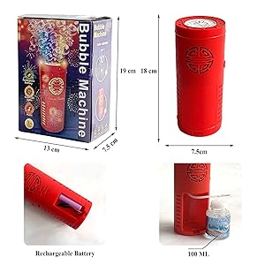 CRONY: Tassino Fireworks Bubble Machine (12 Holes with 100ml Bubble Solution Automatic Bubble Blower Maker with Lights and Sound for Diwali Christmas, Party