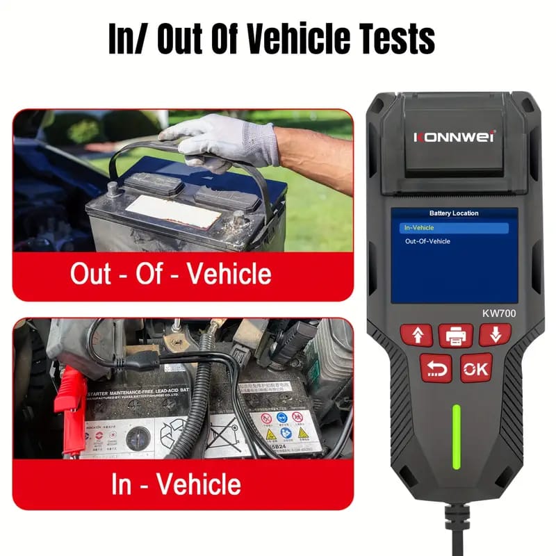 CRONY: KONNWEI KW700 Car & Truck Battery Tester with Print function 12V 24V Battery Analyzer Cranking Test Charging Test 10-2000CCA