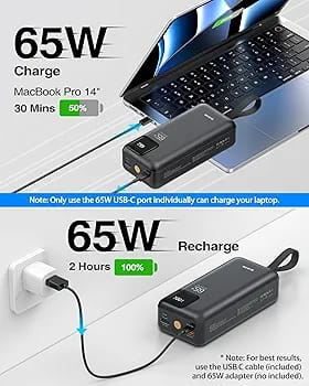 CRONY: PN-W38 65W FAST CHARGE MULTI-FUNCTIONAL LAPTOP POWER BANK