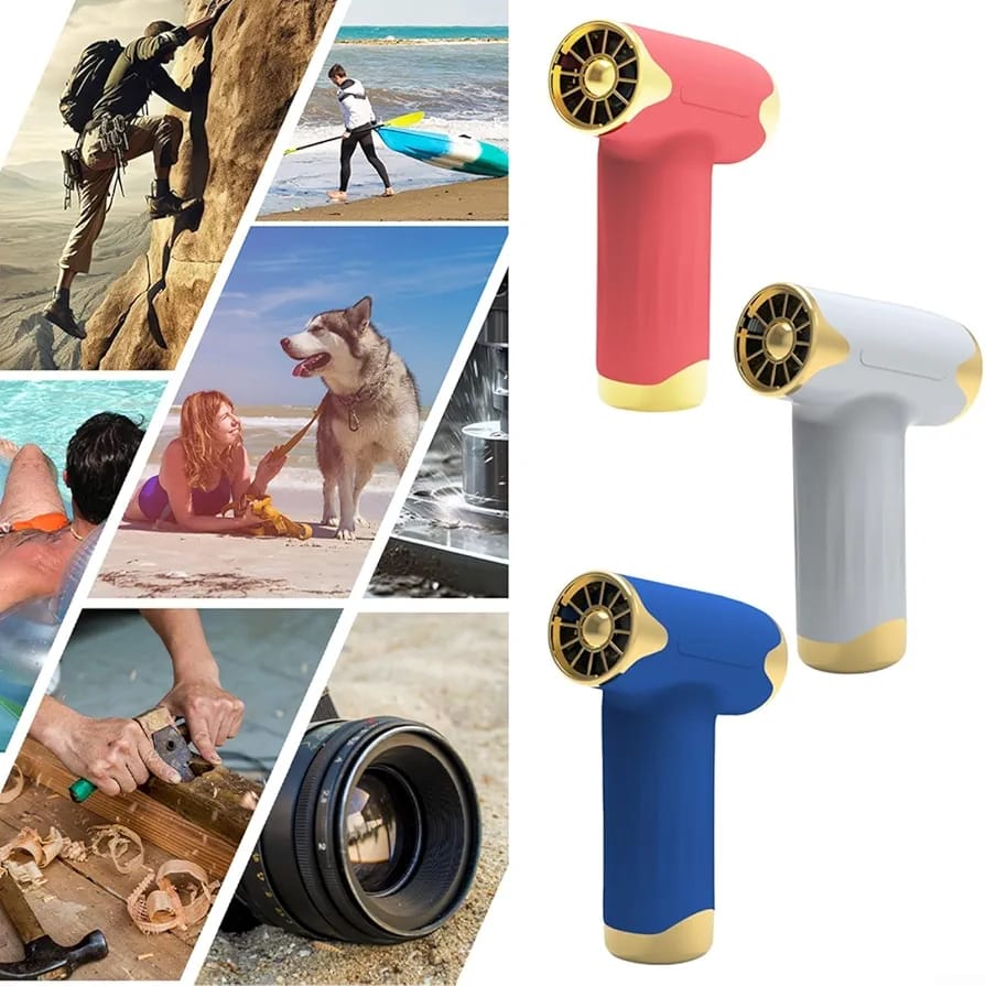 CRONY: Portable Turbo Blower Fan, 20000RPM High-Speed Brushless Motor, 4W Rated Power, USB Rechargeable with 8000mAh Lithium Battery, ABS Material, Button Control, Indoor & Outdoor Use,