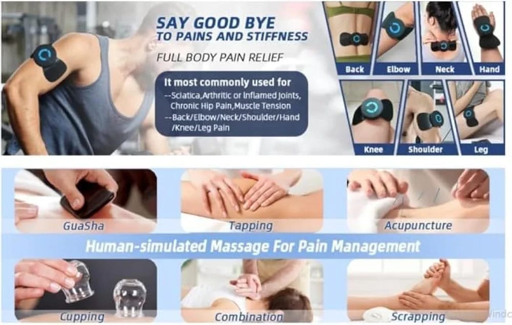 CRONY: Relief Body Massager Machine For Pain Relief Wireless Massager 8 Mode & 19 Strength Level Ems Massager Mini Massager Butterfly Massager For Shoulder Legs Massage Neck Massager