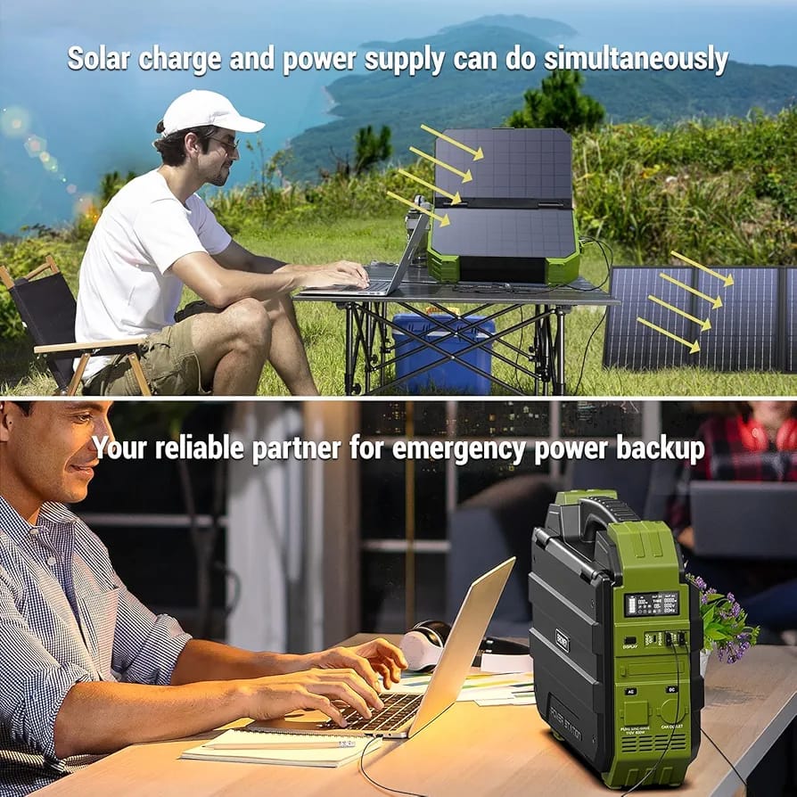 CRONY: Portable Power Station with 30W Solar Panel, 614.4Wh LiFePO4 Battery Backup,110V/600W(Peak 1200W) Pure Sine Wave AC Outlet, Solar Generator for Outdoor Camping, RV Travel, Blackout Emergency (Blue)