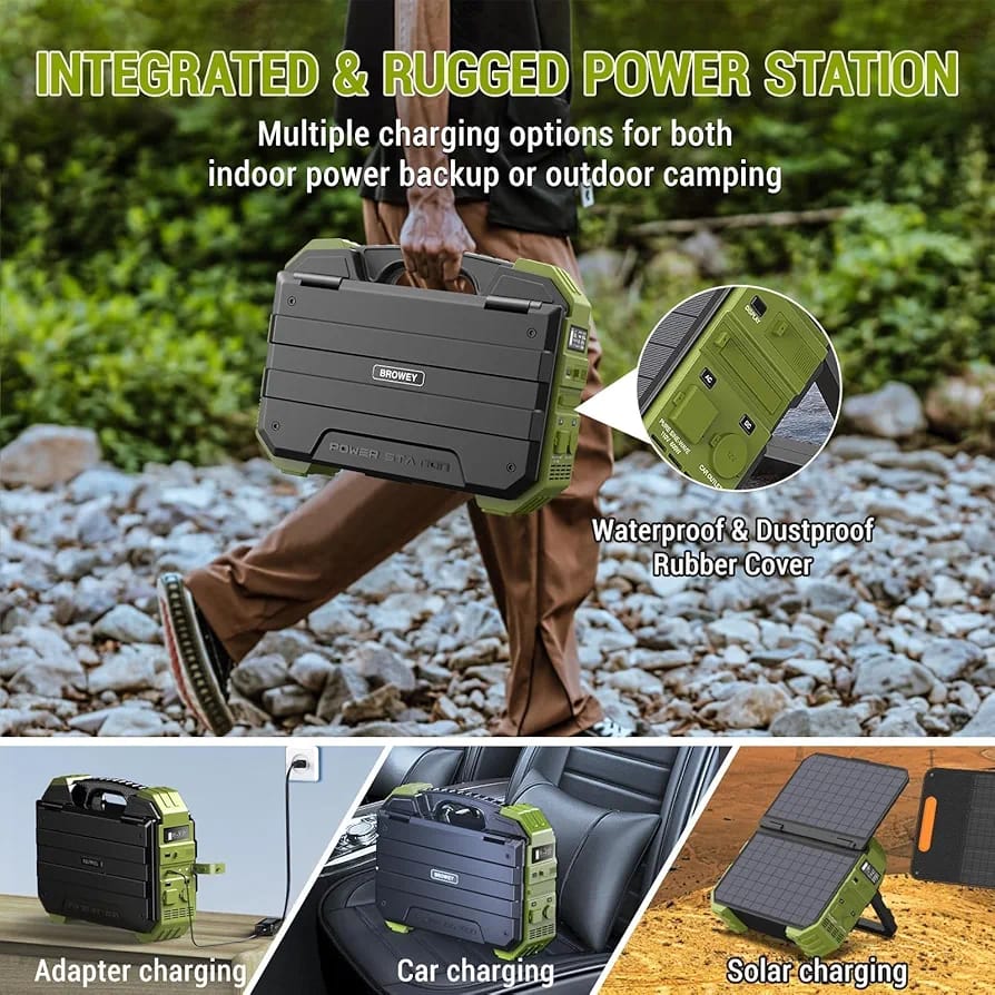 CRONY: Portable Power Station with 30W Solar Panel, 614.4Wh LiFePO4 Battery Backup,110V/600W(Peak 1200W) Pure Sine Wave AC Outlet, Solar Generator for Outdoor Camping, RV Travel, Blackout Emergency (Blue)