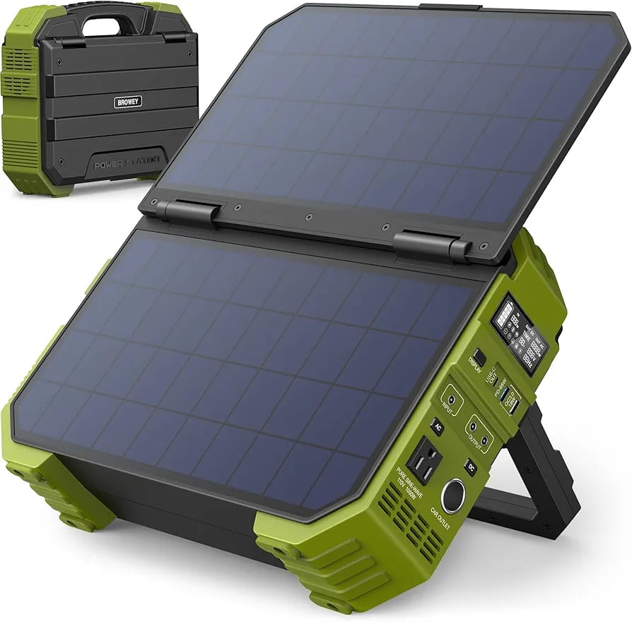 CRONY: Portable Power Station with 30W Solar Panel, 614.4Wh LiFePO4 Battery Backup,110V/600W(Peak 1200W) Pure Sine Wave AC Outlet, Solar Generator for Outdoor Camping, RV Travel, Blackout Emergency (Blue)