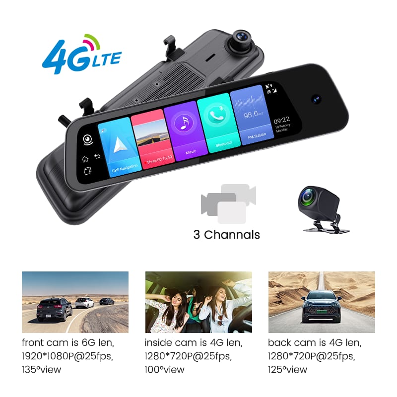 CRONY: P9000 9.66INCH 3CAMERAS 4G+ ANDRIOD DASHCAMERA