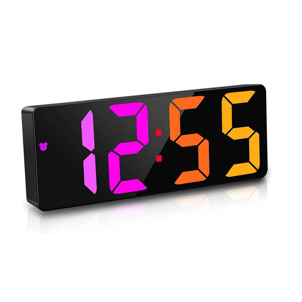 CRONY: GH0732 Colours Electronic Clock Digital Alarm Clock RGB Colorful LED Bedside Alarm Clocks Snooze Date Time Display Color Change Big Digit Brightness Adjustable USB&Battery Powered