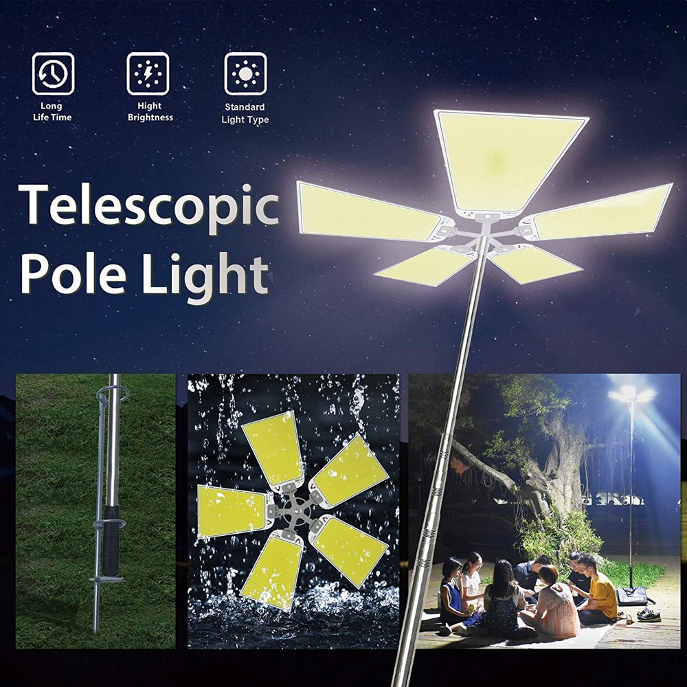 CRONY 5LED Fishing Light 360°Light Outdoor Telescopic Camping Rod Floodlight COB Lamp with Fishing Rod Perfect - Edragonmall.com