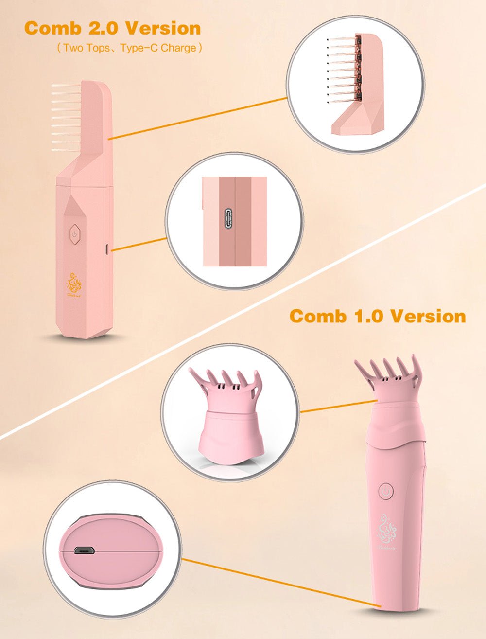 CRONY B26 Comb Bukhoor USB Portable Women Hair Bakhoor Incense Burner Dukhoon Electric Portable Incense Burner