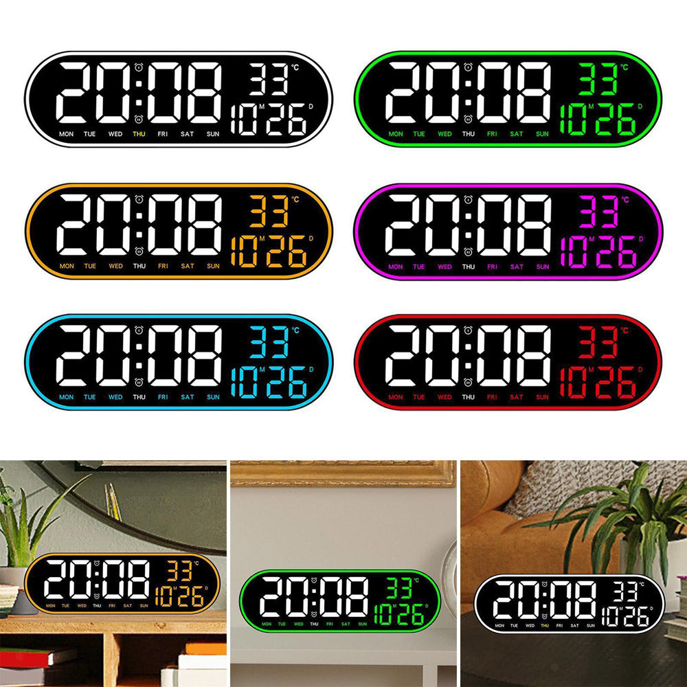 CRONY 8021 Clock Digital Wall Clock Alarm Clock Wall Mounted Adjustable Temperature Digital Clock Remote Control for Home