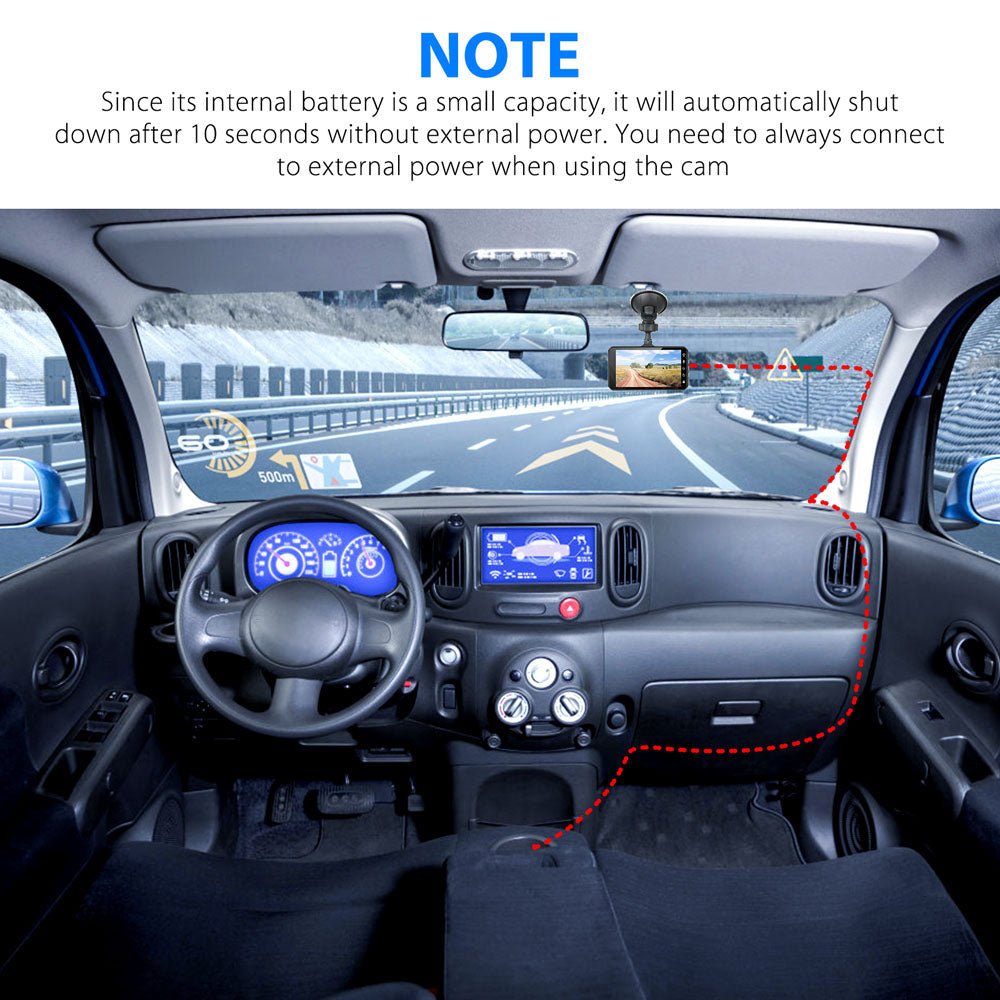 V3S Dual-Camera touch dashcam 1080P Full HD 4" IPS LCD Touch Screen Display Dual Lens Car Camera Car DVR - Edragonmall.com