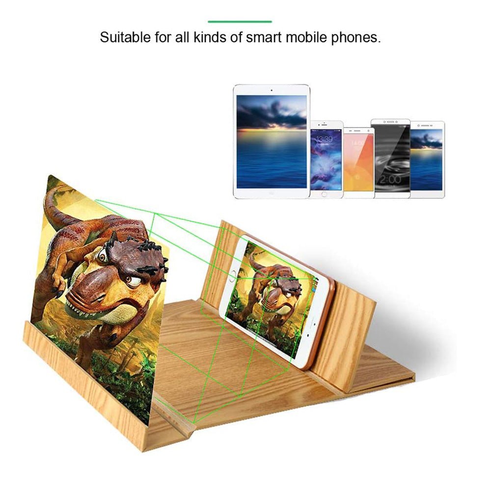 12inch Wood-grain phone screen amplifier 3D Hd Movie Mobile Phone Screen Amplifier | Black - Edragonmall.com