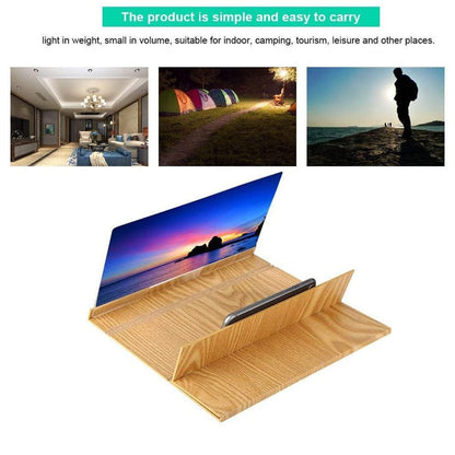 12inch Wood-grain phone screen amplifier 3D Hd Movie Mobile Phone Screen Amplifier | Black - Edragonmall.com