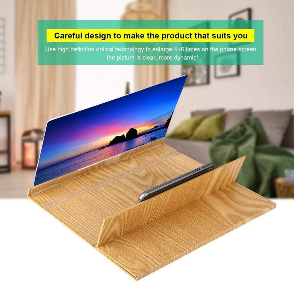 12inch Wood-grain phone screen amplifier 3D Hd Movie Mobile Phone Screen Amplifier | Black - Edragonmall.com