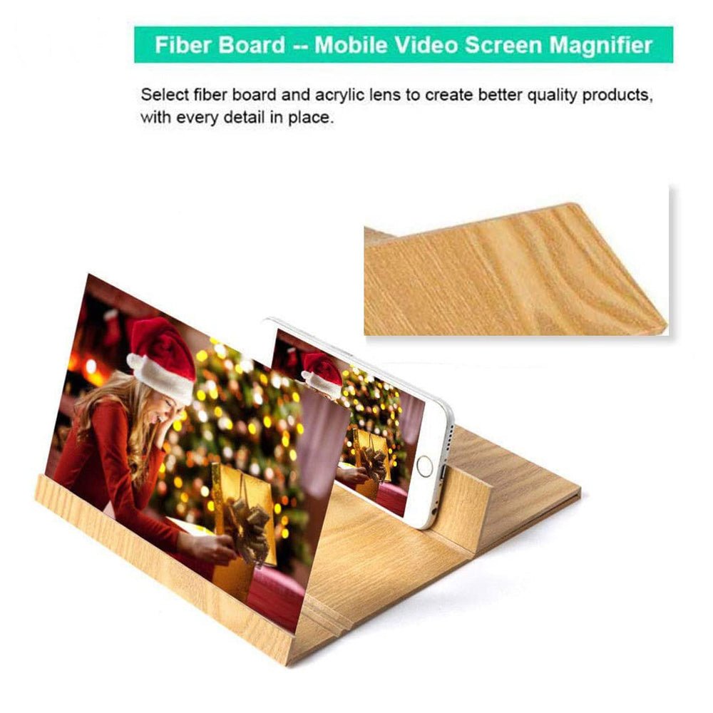 12inch Wood-grain phone screen amplifier 3D Hd Movie Mobile Phone Screen Amplifier | Gold - Edragonmall.com