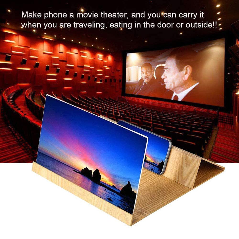 12inch Wood-grain phone screen amplifier 3D Hd Movie Mobile Phone Screen Amplifier | Gold - Edragonmall.com