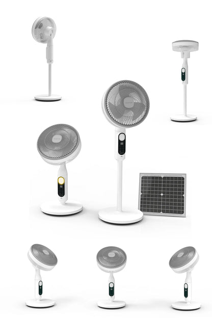 MJ-SF01 30w New Patent Stand Pedestal Portable DC Rechargeable Air Cooling Solar Fan with Panel Battery USB Output