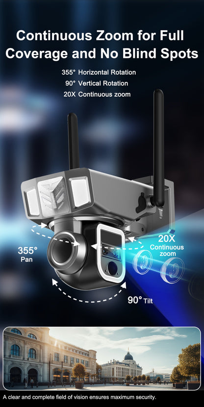 CRONY Y7B 4G-4K-8MP Solar Dual-lens Continuous Zoom Camera