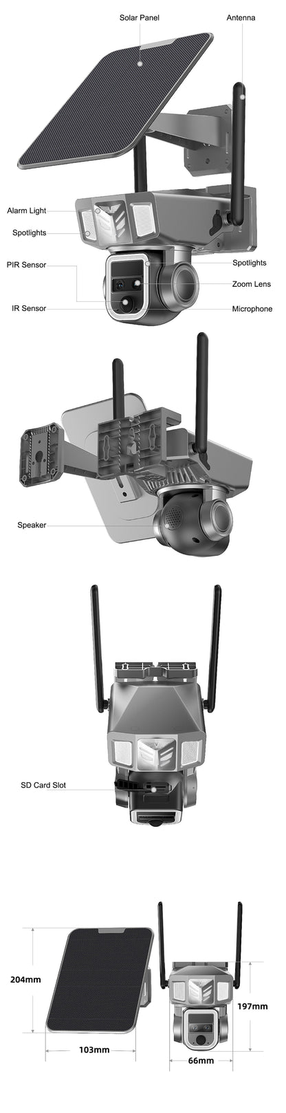 CRONY Y7B 4G-4K-8MP Solar Dual-lens Continuous Zoom Camera