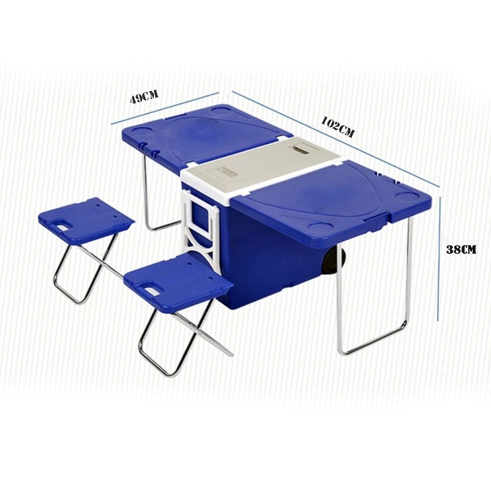 28L Two-Chair Plastic Incubator With Desk And Chair Picnic Table with food incubator storage Blue - Edragonmall.com