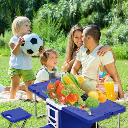 28L Two-Chair Plastic Incubator With Desk And Chair Picnic Table with food incubator storage Blue - Edragonmall.com