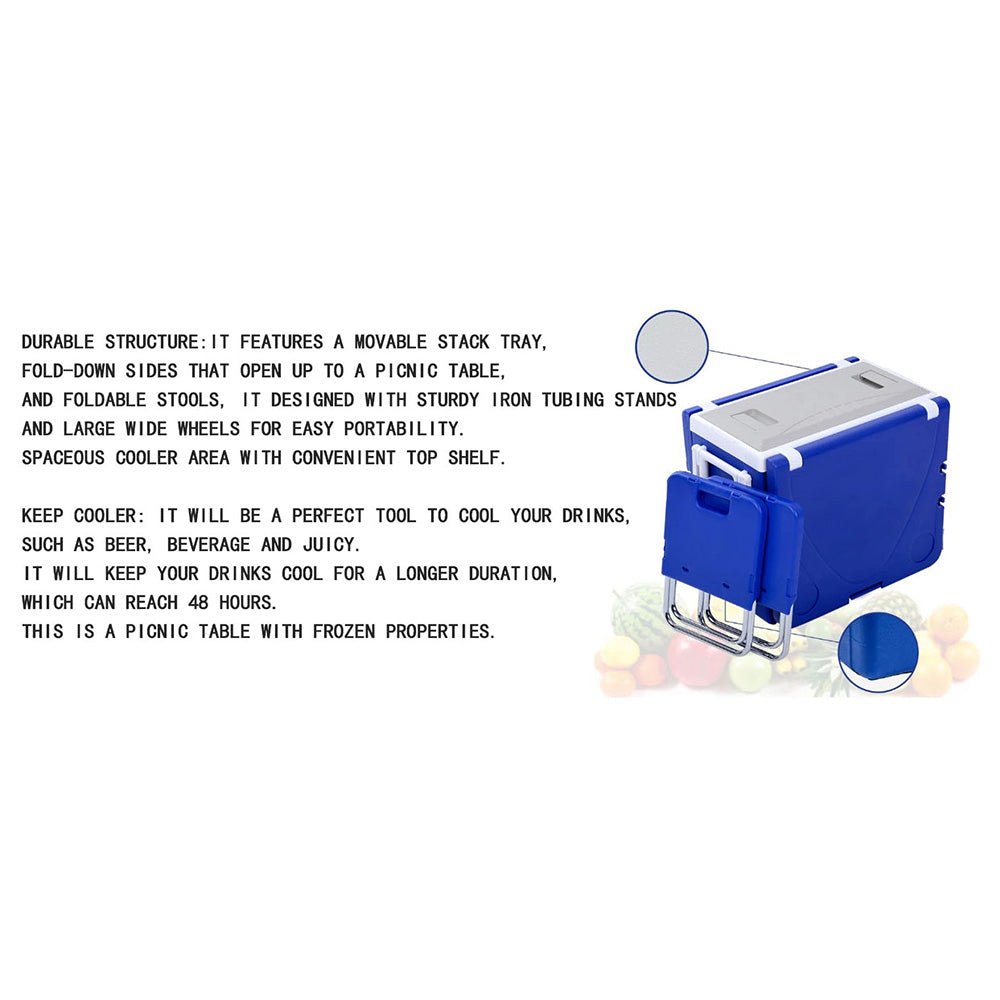 28L Two-Chair Plastic Incubator With Desk And Chair Picnic Table with food incubator storage Blue - Edragonmall.com