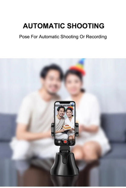 360 Cradle head selfie stand Auto Face&Object Tracking Smart Shooting Camera Phone Mount -Black - Edragonmall.com