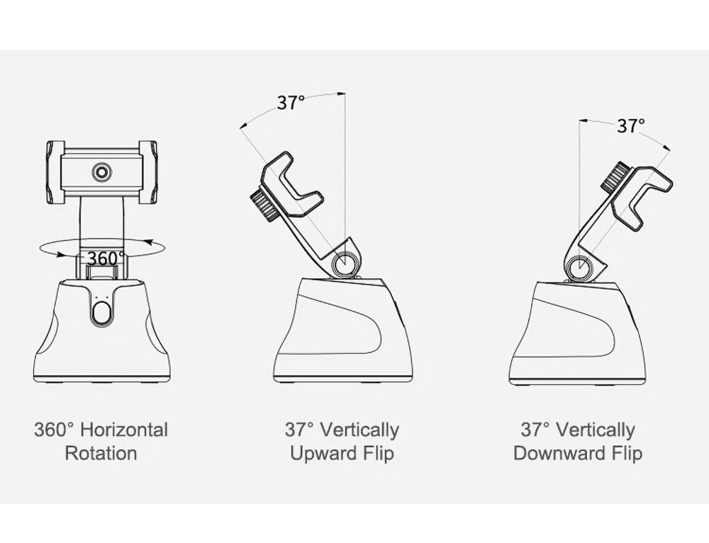360 Cradle head selfie stand Auto Face&Object Tracking Smart Shooting Camera Phone Mount -Black - Edragonmall.com