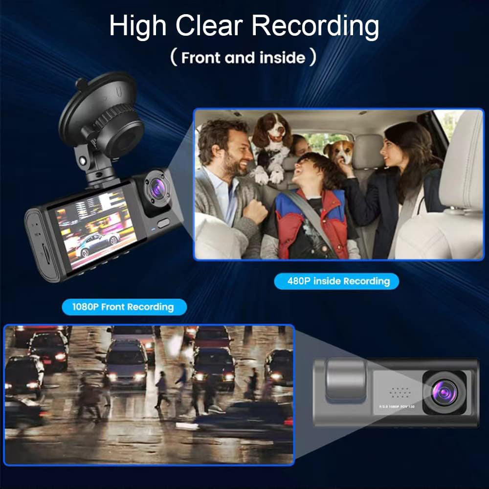 CRONY  S11 Three-Camera 1920*1080 pushbutton dashcam 1080P DVR Dashcam Front Indoor and Rear View Camera Driving Recorder