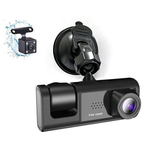 CRONY  S11 Three-Camera 1920*1080 pushbutton dashcam 1080P DVR Dashcam Front Indoor and Rear View Camera Driving Recorder