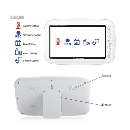 7inch TFT LCD Baby Monitor Infrared Night Vision IR LED Temperature Detection Two Way Talk Baby Camera - Edragonmall.com