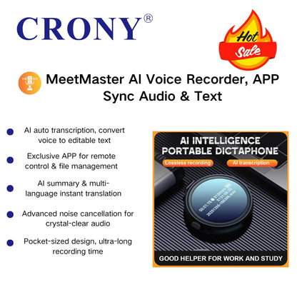 CRONY AI Circle MeetMaster AI Voice Recorder, APP Sync Audio & Text