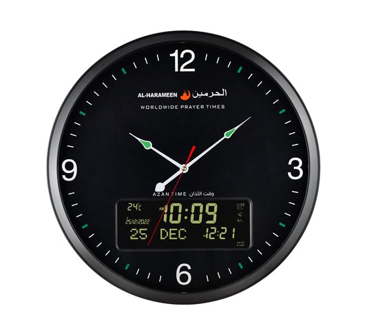 Al Harameen Electronic Digital Azan Clock Black HA-7056BBB