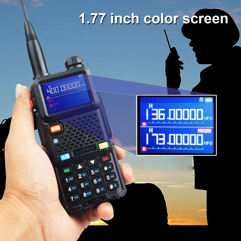 Baofeng UV-5RH 7W VHF UHF 136-174MHz 220-260MHz 400-520MHz Tri-Bands 999Ch Frequency Search Weather Forecast FM Walkie Talkie