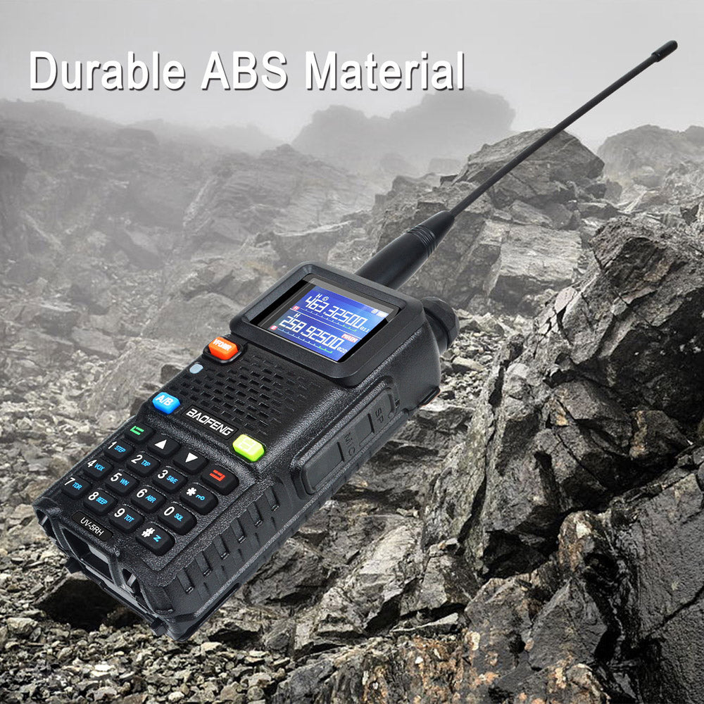 Baofeng UV-5RH 7W VHF UHF 136-174MHz 220-260MHz 400-520MHz Tri-Bands 999Ch Frequency Search Weather Forecast FM Walkie Talkie