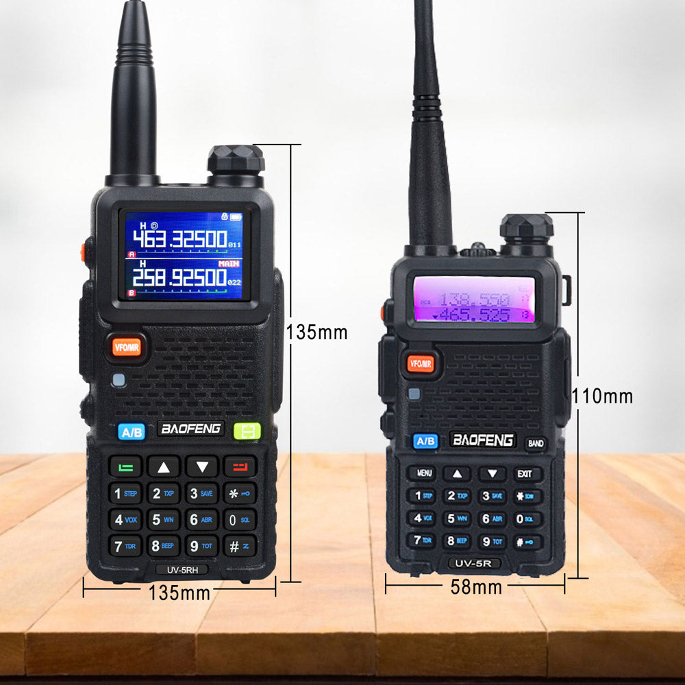 Baofeng UV-5RH 7W VHF UHF 136-174MHz 220-260MHz 400-520MHz Tri-Bands 999Ch Frequency Search Weather Forecast FM Walkie Talkie