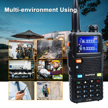 Baofeng UV-5RH 7W VHF UHF 136-174MHz 220-260MHz 400-520MHz Tri-Bands 999Ch Frequency Search Weather Forecast FM Walkie Talkie