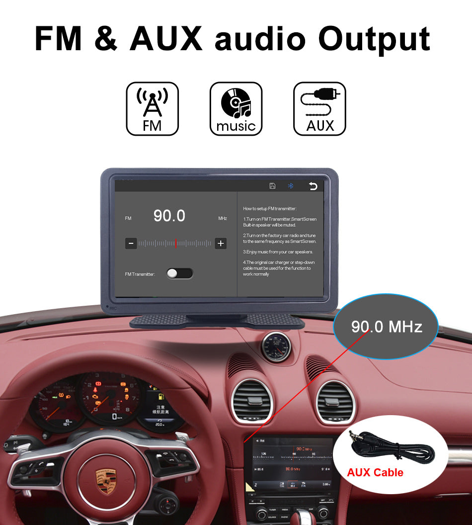 F67X 7INCH Portable Car Radio, For Carplay&Android Auto Car Audio Receivers With Loop Recording WIFI Radio Mirror Link AUX/FM