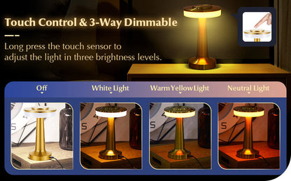 CRONY Trapezoidal Table Lamp(Rose Gold)Three color dimming Flat Table Lamp (Rose Gold) Three color dimming