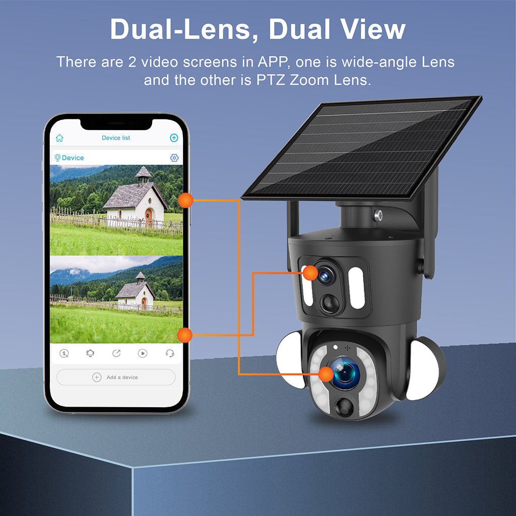 CRONY SD3210 Solar PTZ Wireless Dual Lens 10X Zoom Camera