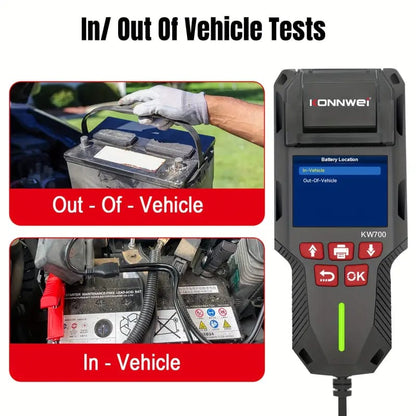 CRONY: KONNWEI KW700 Car & Truck Battery Tester with Print function 12V 24V Battery Analyzer Cranking Test Charging Test 10-2000CCA