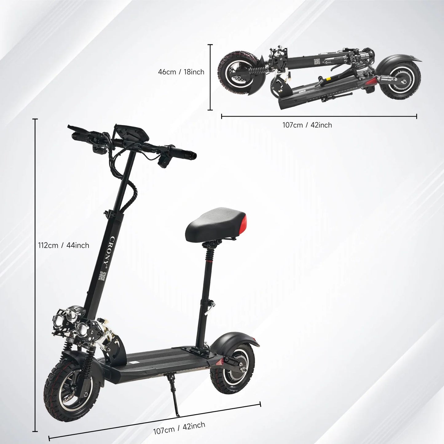 CRONY V10 big display high speed E-scooter Front/Rear Shock Absorber Electric Scooter