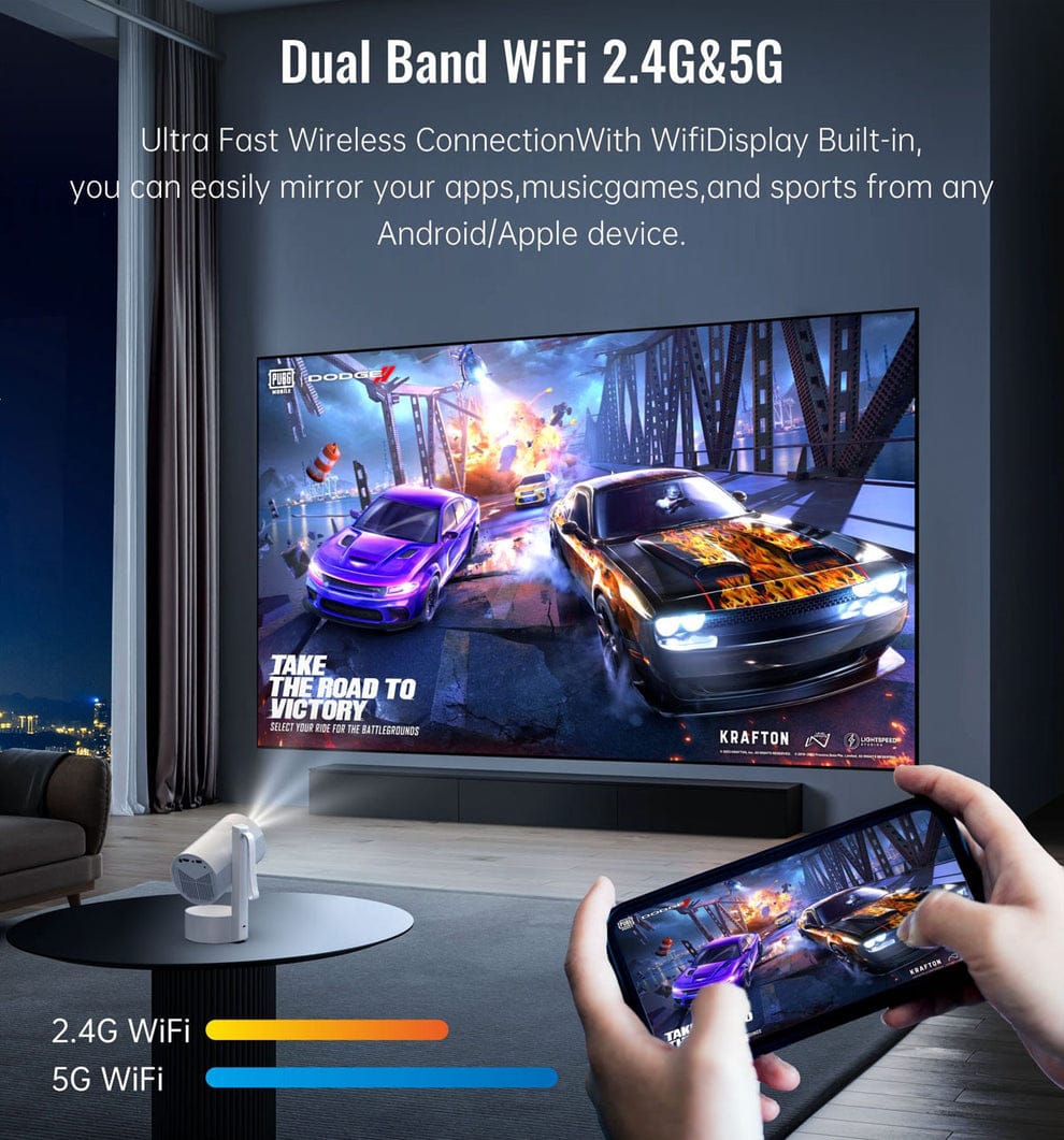 CRONY: R3P Portable Mini Projector 1080P LED Smart Projector Supports 4K Decode Android with Built In Speakers