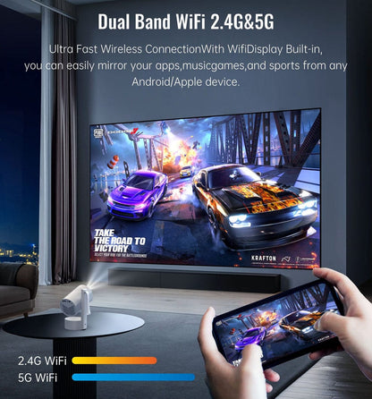 CRONY: R3P Portable Mini Projector 1080P LED Smart Projector Supports 4K Decode Android with Built In Speakers